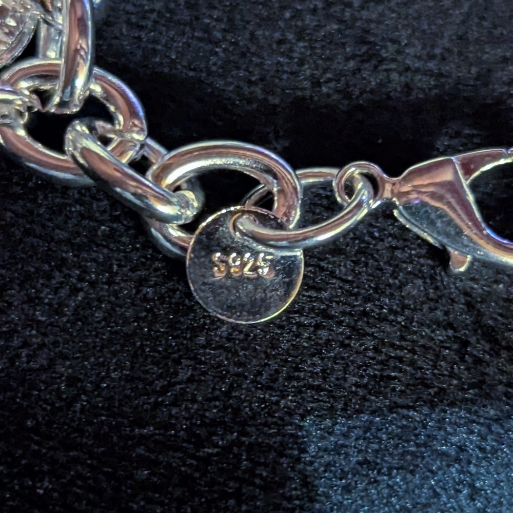 925 Sterling Silver Heart Locket Charm Bracelet Adjustable Picture - Picture 5 of 8